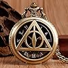 Bronze Triangle HP The Deathly Hallows Lord Analog Quartz Pocket Watch Necklace Collectibles for Men Women Kids #4