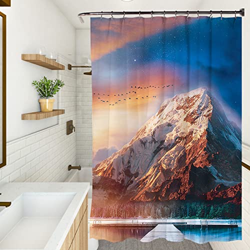 Rideau de douche imperméable anti-moisissure en polyester 165x180 avec crochets