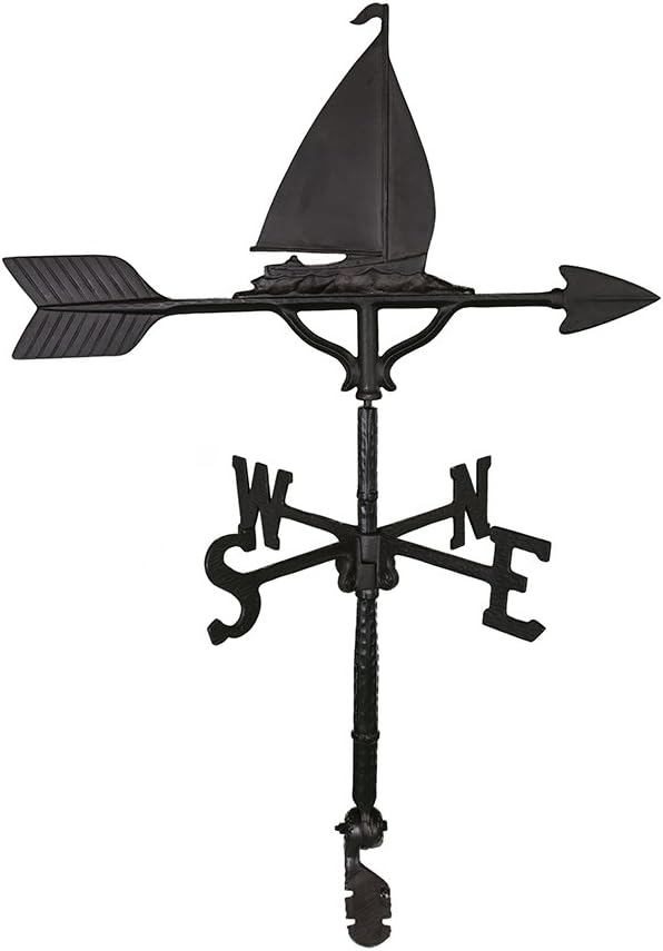 Montague Metal Products 32-Inch Weathervane with Satin Black Sailboat Ornament