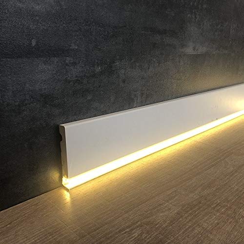 Battiscopa a a LED Masone, 15 x 80 mm, pellicola bianca per illuminazione indiretta