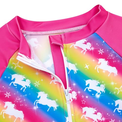 Funnycokid Girls Swimsuit Kids Bathing Suit 3-7 Years Rashguard Swimwear Long Sleeve 3 Piece Toddler4