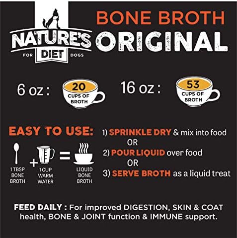 Nature's Diet Pet Bone Broth Protein Powder with Pumpkin, Fish Oil and Turmeric (Chicken, 16 oz = 159 Servings) 7 Nature's Diet Pet Bone Broth Protein Powder with Pumpkin, Fish Oil and Turmeric (Chicken, 16 oz = 159 Servings)