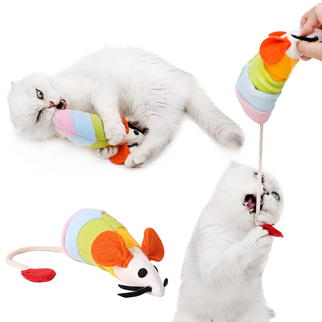 Lnrueg Colorful Puppies Chew Plush Fun Small Medium Large Aggressive Chewers Cat Mouse Toy Interactive Cute Funny Cat Chew Toy Kitten Toy Cat Catnip Toy
