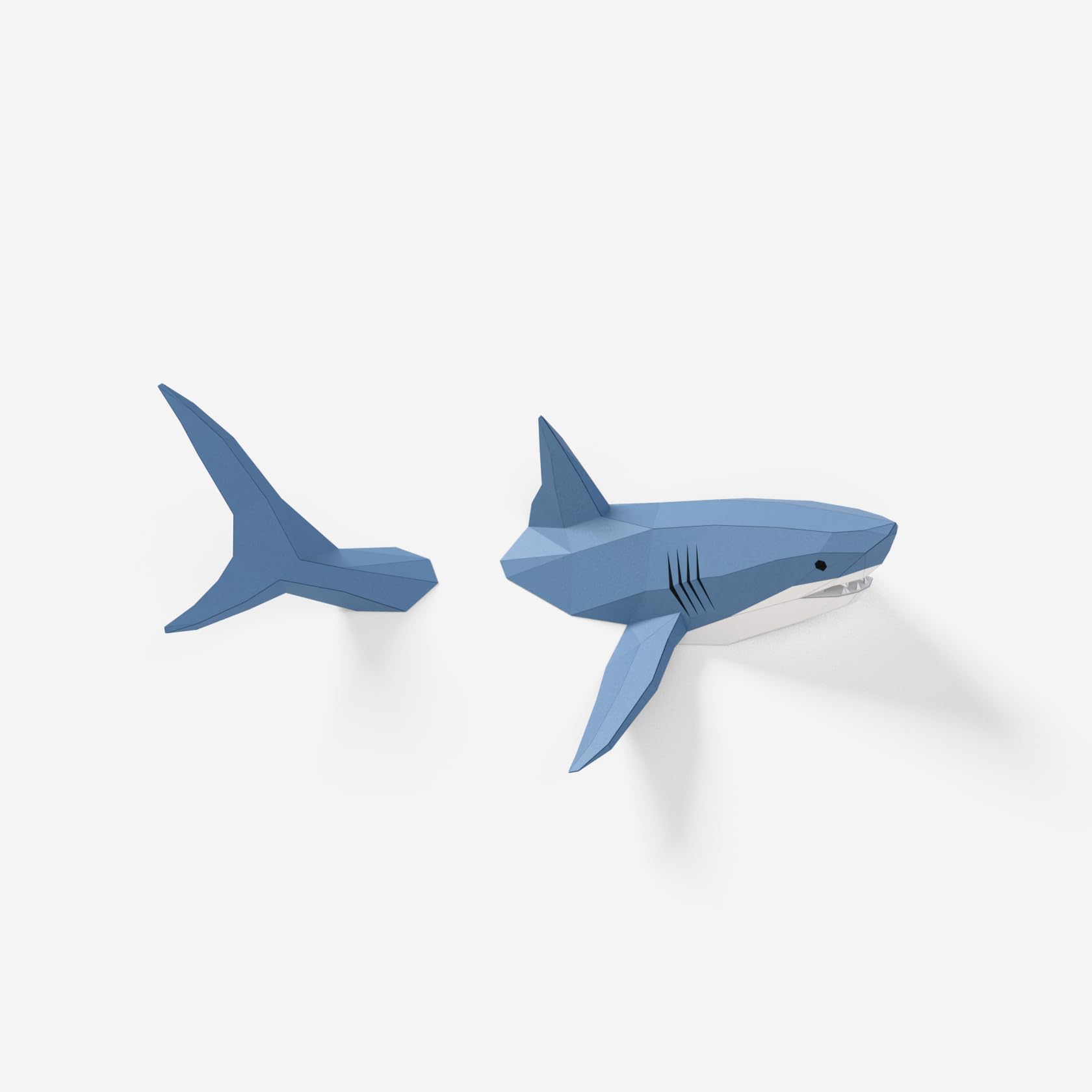 DIY Shark Paper Sculpture - Pre-Cut Parts Kit,3D Wall Art,Handmade Wild Animal Figurine, Low Poly Decor