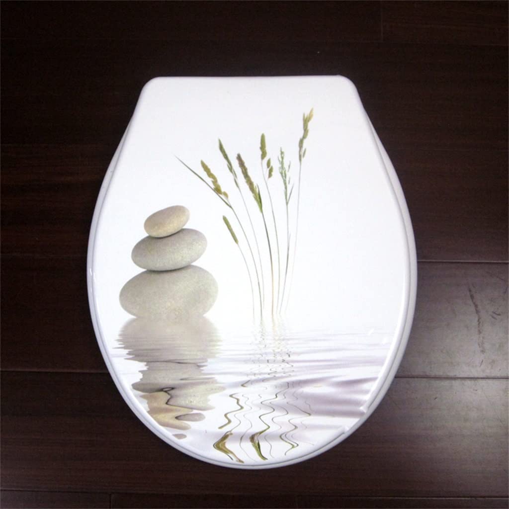 MOBYGKFY Toilet Lid Cover Standard Closing Colorful Seat Set Bathroom