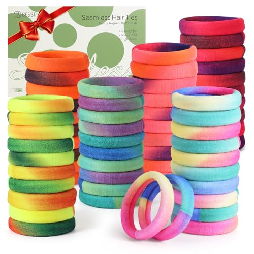 Image of Bessrung 100PCS Gradient Rainbow Elastic Hair Ties No Damage for Women Girl | Seamless Hair Elastics, Snag-Free Hair Bands for Thick Thin Hair, Strong All-Day Hold, Hair Accessories for Everyday Use