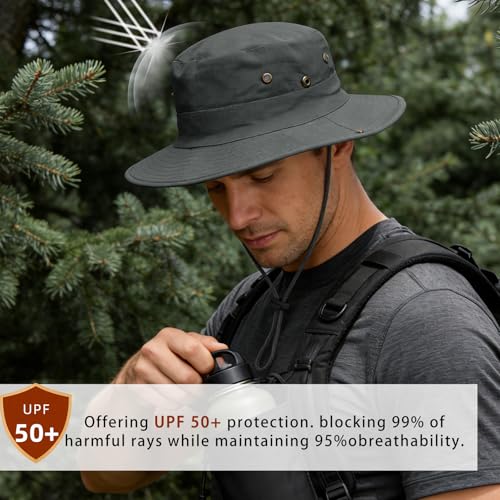 Image of Sun Hats for Men Women Boonie Hat Foldable Fishing Hat UPF 50+ Bucket Hat for Fishing Hiking Garden Safari Beach