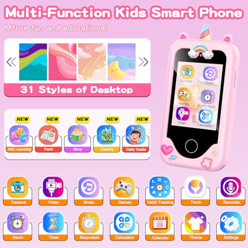 Asiur AS-PH05-PK-U5 Kids Phone Toy Gift For Girls 3 4 5 6 7 8 Years Old, Toddler Smart Phone Learning Toys - Pretend Play Phones thumb #1