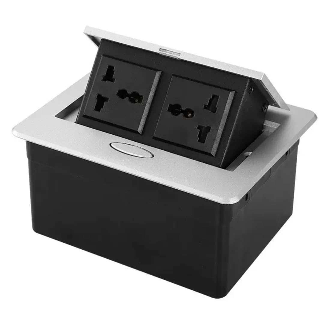 Hydraulic Cable Cubby Pop Up Conference Box, Cable Manager Socket Electrical Box with 2 Power Socket 10 Amp for Home, Office, Office, Meeting Room, Home Workstation & Furniture Installation
