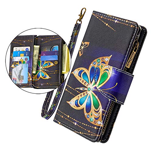 Custodia Portafoglio Con Cerniera Per Samsung Galaxy S10 Lite - Pelle Sintetica Colorata Con 6 Slot E Cinturino - BFL Apricot