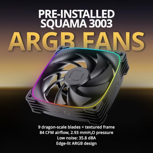 Image of Geometric Future Eskimo Plus 36-360mm AIO CPU Liquid Cooler - 30mm-Thick Squama 3003 PWM ARGB Fans x 3-1.5 L /min High-Flow Pump - Intel LGA 1851 /1700, AMD AM5 /AM4 - Black, GEO-EPS-36B