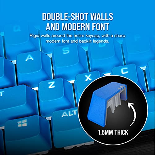 Image of Corsair PBT Double-Shot PRO Keycap Mod Kit - Double-Shot PBT Keycaps - ELGATO Blue - Standard Bottom Row - Textured Surface - 1.5mm-Thick Walls - O-Ring Dampeners (CH-9911030-NA)