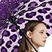 Meaudiwes Fashion Windproof Folding Travel Umbrella Unisex Compact Automatic Open Close Purple Glitter Pattern Cheetah Leopard Print