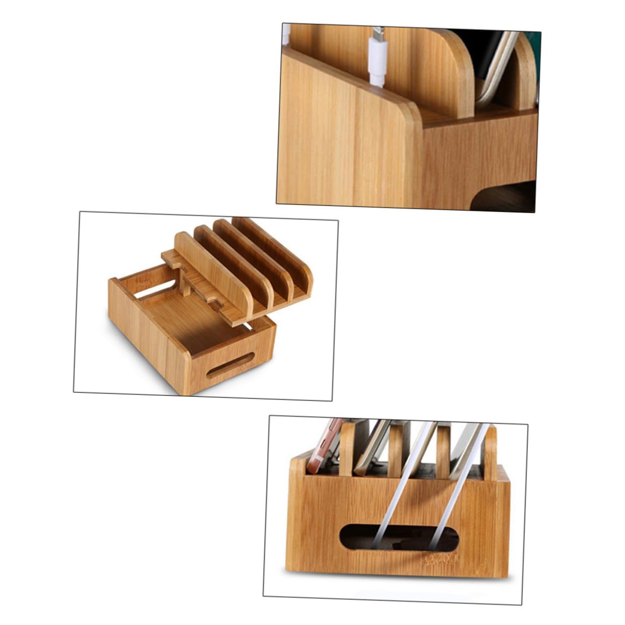 Supporto Telefono Creativo in Bambù per Cellulare e Watch | Design Moderno e Semplice, Struttura Robusta, per Lettura e Visione Foto