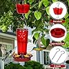 Zamelane Hummingbird Feeder-16 Ounces,6 Feeding Ports Glass Hummingbird feeders for Outdoors,Wide Mouth for Easy Filling/Cleaning,Hanging for Garden Backyard Decor, Includes Ant Moat (Red,1Pack) #4