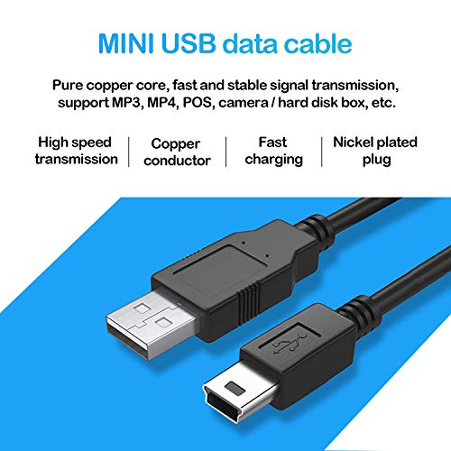 Image of 5 Pin Mini USB Cable (35 CM) USB 2.0 Type A to Mini B Cable Compatible with GoPro Hero 3+, PS3 Controller, MP3 Player, Digital Camera (Black)