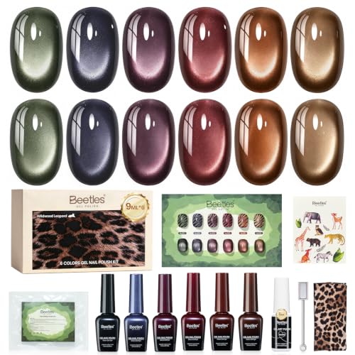 Image of Beetles Cat Eye Glitter Gel Nail Polish Set,Wildwood Leopard Fall Gel