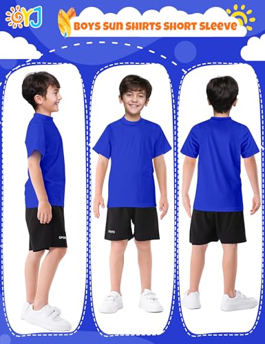 Image of Boys Rash Guard Short Sleeve Swim Shirt UPF+ 50 Rashguard for Toddler Teens Water Sun Shirts Swim Wear Quick Dry