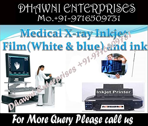 Image of Dhawni Xray Blue Inkjet Medical Film for X Ray imaging waterproof Film (8 inch X 10 inch) 100 Sheet 280 GSM / 210 Micron