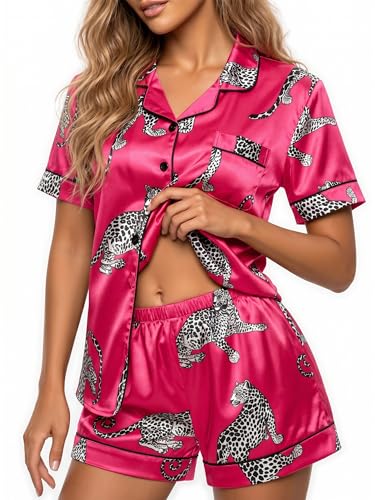Image of HONGTEYA Pajamas for Women Set Silk Satin Pjs Lounge Shorts Set S-XXL
