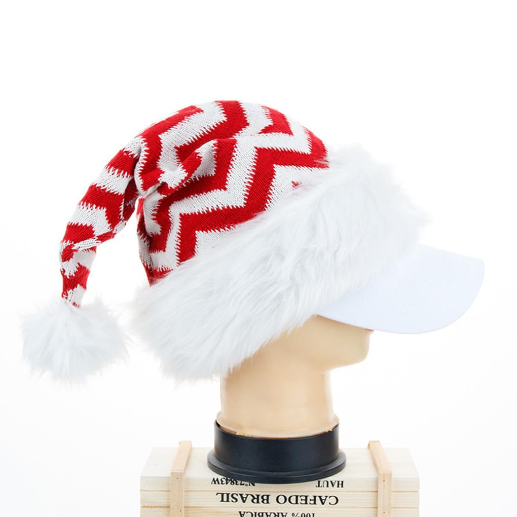 Gorras de Papá Noel, gorro de Navidad de invierno, transpirable, agradable a la piel, sombreros de Navidad a rayas, unisex, para adultos, rojo y verde