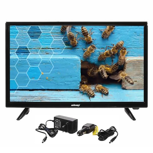ANKARO LED TV 24 Zoll, Triple Tuner (DVB-C/-S2/-T2), 12V/24V/230V, CI+ für Pay TV, Freenet, Sky, HD, PVR, Timeshift, Camping Fernseher