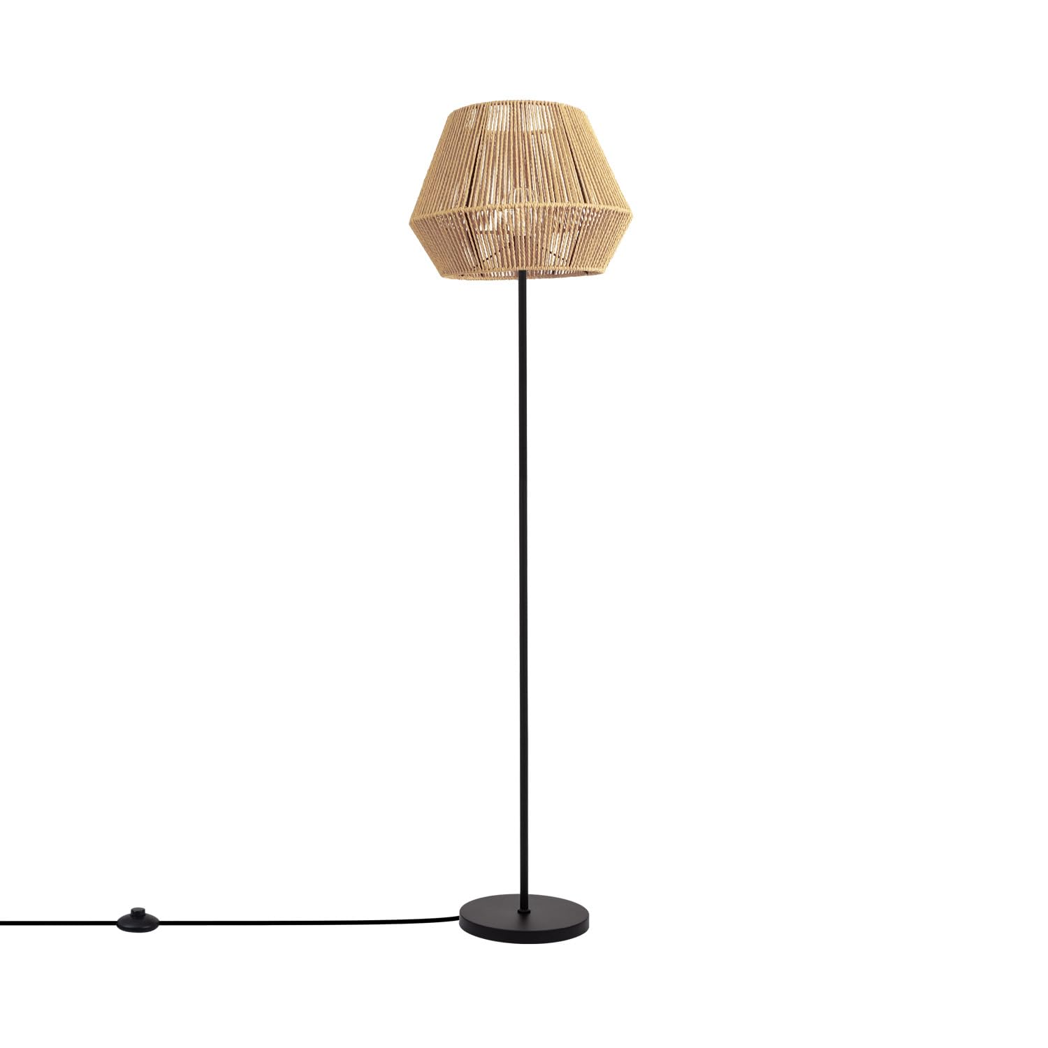 LEDKIA LIGHTING - Lámpara de Pie Kirito | Diseño Elegante y Moderno | Compatible con Bombilla LED E27 | Duradera y Resistente | Ideal para Salón y Dormitorio; Natural; Papel trenzado