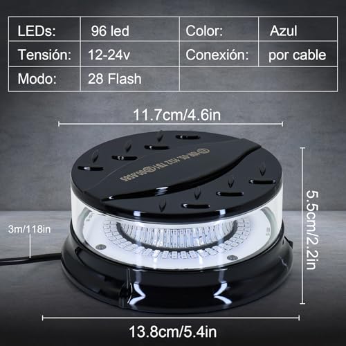 Luces intermitentes azules Dinfu para evitar accidentes con fijación magnética 12v 5