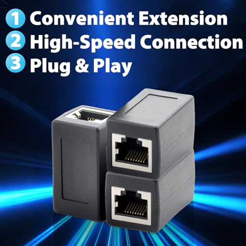Cable Ethernet Cat8 plano trenzado 10 pies con extensores RJ45 miniatura 5