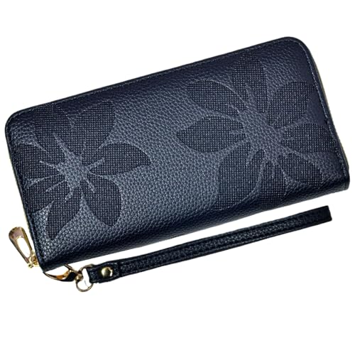 Bakurok Womens Wallet RFID Wristlet Wallet for Women Zip Around Credit Card Holder Floral Leather Ladies Clutch Long Purse