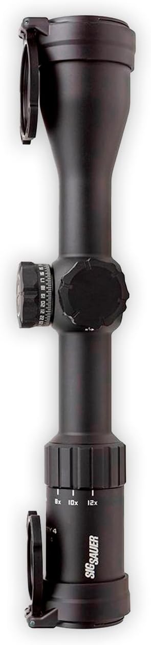 SIG SAUER WHISKEY4 3-12X44mm 30mm Tube SFP Durable Lightweight Precise Waterproof Black Hunting Riflescope, Flip-Back Caps & Throw Lever Included