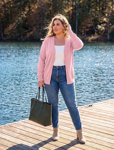 Image of TIANZHU Plus Size Cardigan for Women Button Open Front Long Sleeve V Neck Comfy Lightweight Sweaters XL-4XL