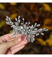 Flayem Hochzeitskamm mit Strasssteinen, Blume, seitlicher Kamm, U-Form, Brautschmuck, für Mädchen...