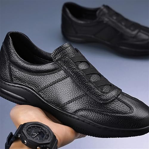 Men's Lightweight Leather Slip-On Fashion Sneakers Low Top Trending Comfortable Casual Walking Workout Retro Athletic Tennis Shoes4