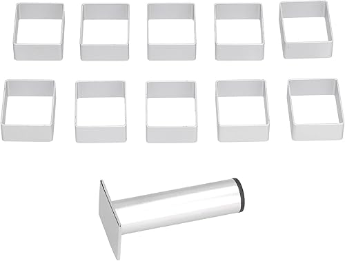 Juego de 11 moldes para tartas de acero inoxidable con empujador para decorar pasteles de luna (10 moldes + 1 prensa, rectángulo pequeño) disponible en Yaxa Colombia