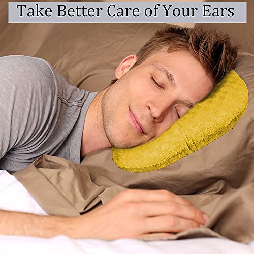 Image of Ear Piercing Pillow for Side Sleepers, Pillow with an Ear Hole for CNH and Ear Pain Ear Inflammation Pressure Sores, O-Shaped Side Sleeping Pillow, Ear Guard Pillow(Yellow)