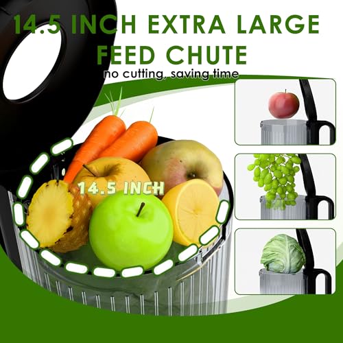 Image of Cold Press Juicer, Touchscreen Juicer Machines with Wide Feed Chute, Stainless Steel Masticating Juicers Easy to Clean, Ergonomic Operational Panel Design, High Juice Yield, Steel