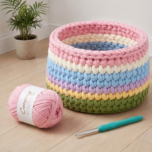 Image of Coopay 6 Pack T-Shirt Yarn for Crocheting, 600g Thick Elastic Fabric Yarn