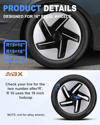 Image of ABX Hubcap Wheel Covers Hub Caps 16 Inch Set of 4 White Universal Wheel Rim Cover R16 Stylish Car Decor Wheel Covers for Toyota Camry Nissan Mazda (White, 16 inch)