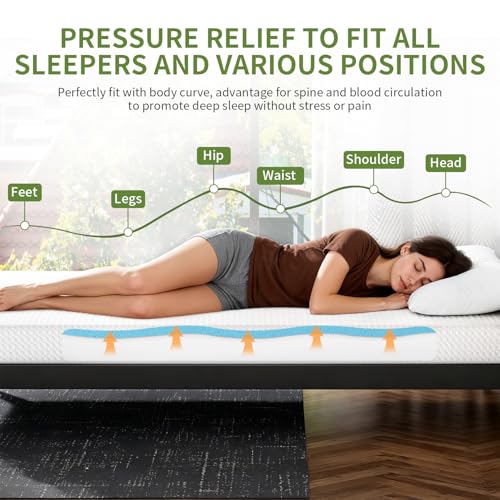 Image of FDW | 5 Inch Twin XL Mattress | Medium Firm | Gel Memory Foam Mattress | White | Bed in a Box, CertiPUR-US Certified | Pressure Relief, Cooling Ventilated Foam | Washable Removable Cover