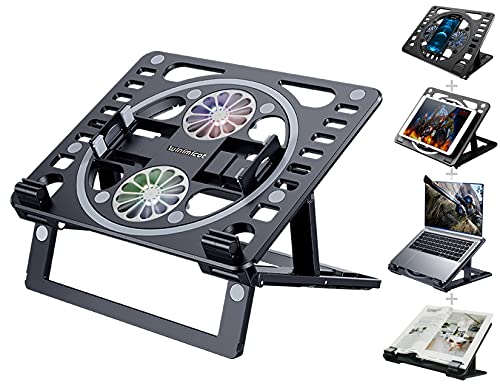 Laptop-Cooling-Pad-Stand-Winimicot-4-in1-Portable-Notebook-Cooler-Gaming-Laptop-Cooler-Heights-Adjustable-Travel-Folding-Desktop-Holder-Compatible-with-MacBookiPad-iPhone-Dell-HP-LenovoBlack