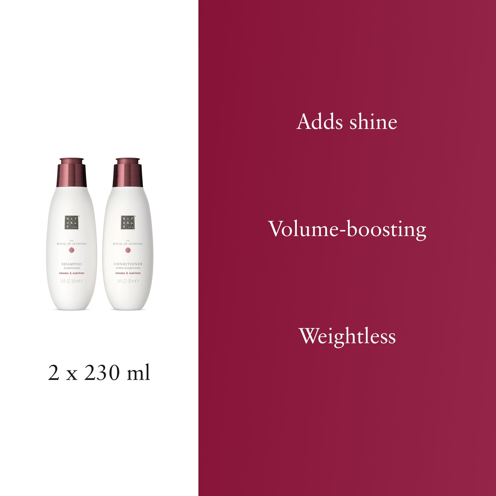RITUALS The Ritual of Ayurveda Value Pack – Set shampoo nutriente e balsamo capelli – Shampoo e balsamo con grano, semi di chia, riso e olio di macadamia – 2 x 250 ml