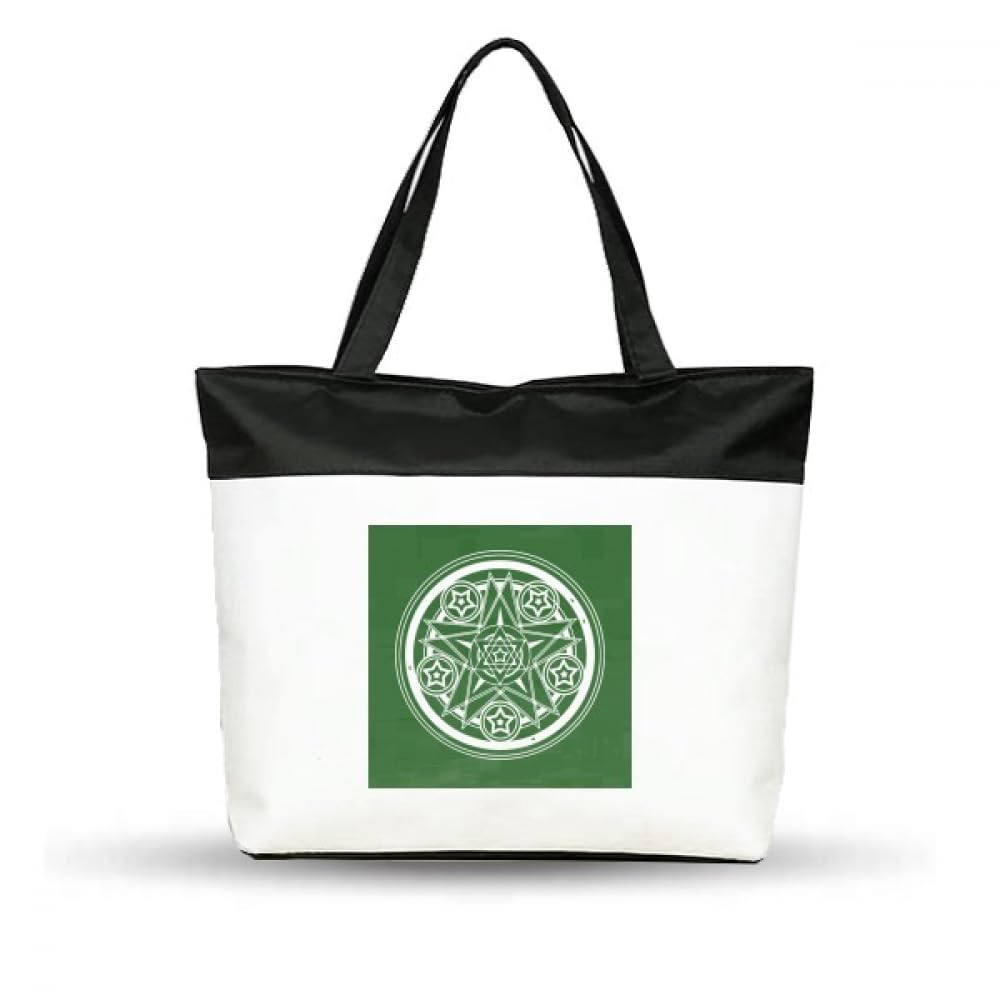 Star Array Overlap Mystery Cotton Canvas Tote Bag Grocery Shopping