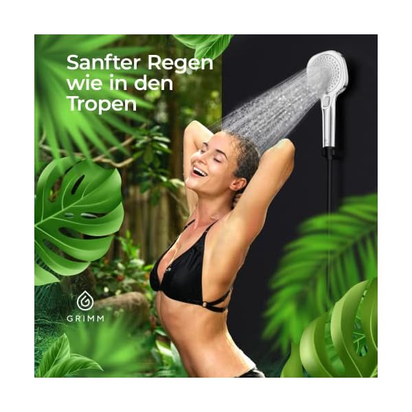 Grimm Duschkopf wassersparend | Regendusche | Wassersparender-Duschkopf [Wasserstopp-Funktion] | Antikalk | Duschbrause… – Bild 4