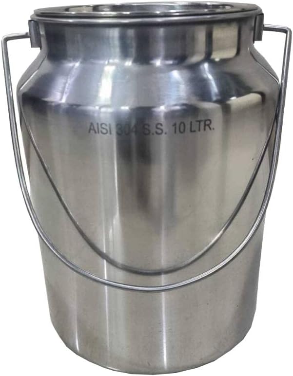 Functional and Decorative Stainless Steel Milk Can 11″ H 2.6 Gallon