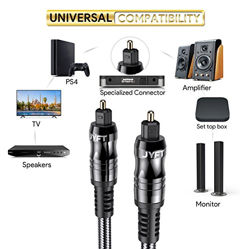 Jyft Digital Optical Audio Toslink Cable 6Ft, S/Pdif Port, 24K Gold Plated Connectors, For Home Theater, Sound Bar, Tv, Ps4, Xbox, Playstation, 1Pack #TOP5