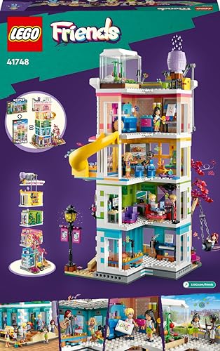 LEGO Friends Le Centre Collectif de Heartlake City - Jouet de Construction Modulaire à 5 Étages - 6 Mini-Poupées, 1 Figurine de Chien & Plein d'Accessoires Originaux - Cadeau pour Fille 9 Ans 41748