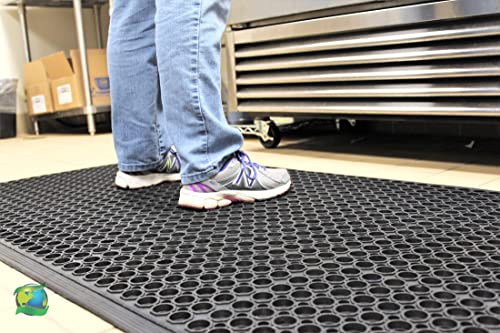 Envelor Anti Fatigue Rubber Floor Mat Restaurant Kitchen Drainage Mat Door Mats Durable Non-Slip Bar Mat Utility Mat Indoor Outdoor Wet Area 24" X 36" #TOP7