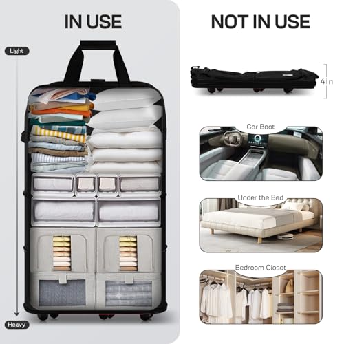 30''36''40''Rolling Wheeled Duffel Bag Suitcases with Wheels Expandable Foldable Luggage Bag Rolling Travel Bag Duffel Bag for Men Women#40-Black,404