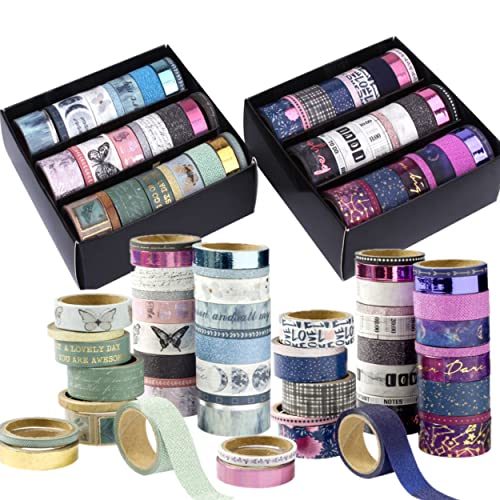 Craft Sensations Washi Tape Set Vintage - Dekoratives Klebeband für Scrapbooking Bullet Tagebuch - 2 Boxen mit je 48 Rollen, 2 Schachteln Cover